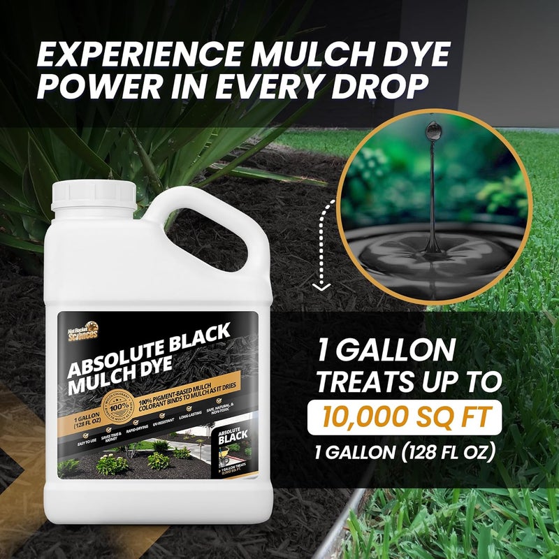 Not Rocket Sciences 1 Gallon Absolute Black Mulch Dye - Covers up to 10,000 sq. ft., Liquid Mulch Dye Black, Premium Color, Ideal for Landscaping, Renews Faded Rubber or Wood Chips, Binds as it Dries - Image 4